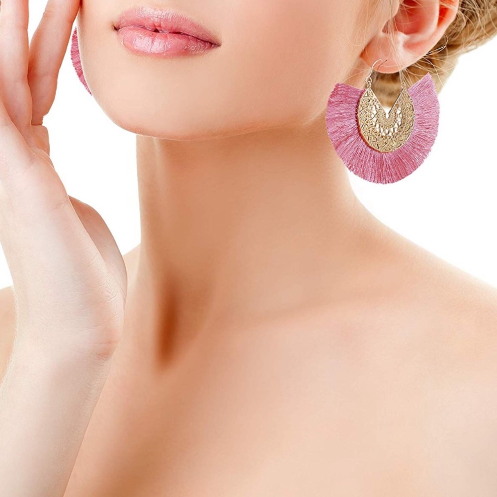 2/$15 Flirty White, Boho Chic, Fringe Earrings - Picture 3 of 4